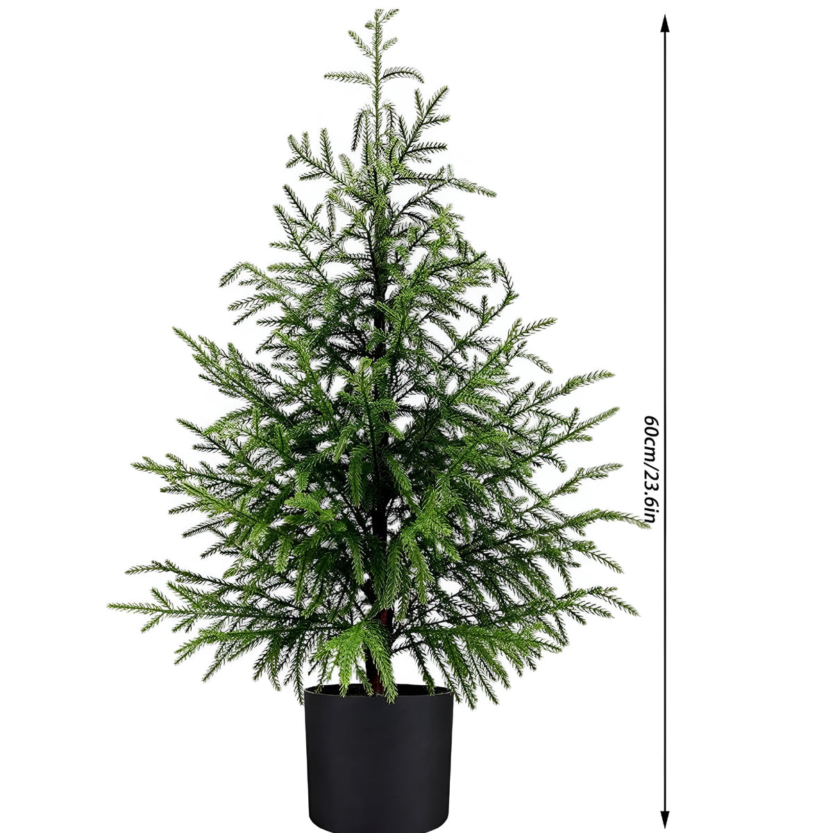 XIBUFE 2 Foot Artificial Norfolk Pine Christmas Tree with Pot, Realistic Potted Plant for Front Porch, Indoor Outdoor Garden, and Entryway Holiday Decor
