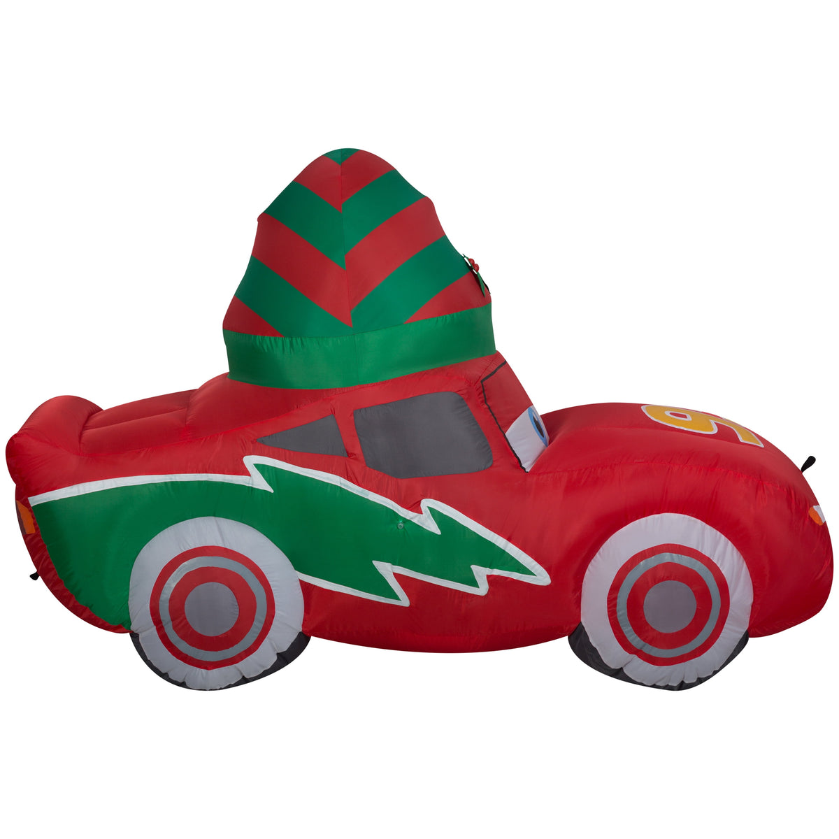 Gemmy Christmas Airblown Inflatable McQueen w/Stocking Cap S LG Disney, 3.5 ft Tall, Red