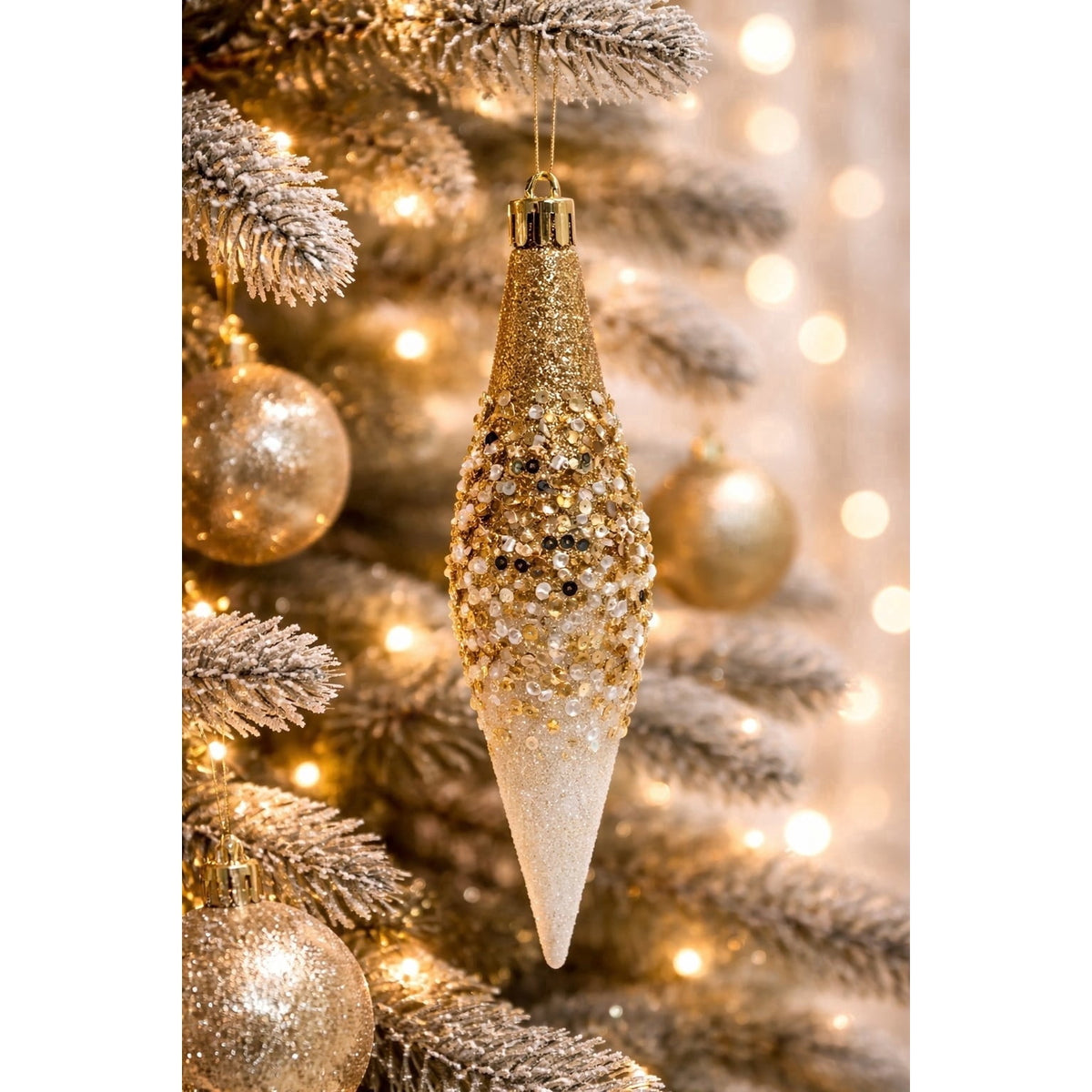 6-Count Red and White Glitter Ombre Finial Shatterproof Christmas Ornaments, 6.1", by Holiday Time