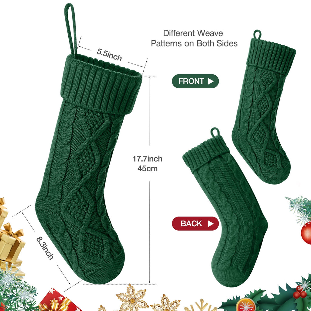 Ayieyill 6pcs Christmas Stockings Large Knitted Xmas Stockings 18 Inches Fireplace Hanging Stockings for Family Holiday Christmas Decoration