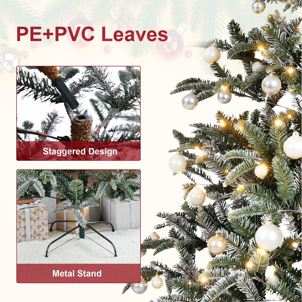 Vebreda 7FT Artificial Christmas Tree, 800 Branch Tips, Xmas Tree with Metal Stand, PE+PVC Holiday Decoration for Home, Office
