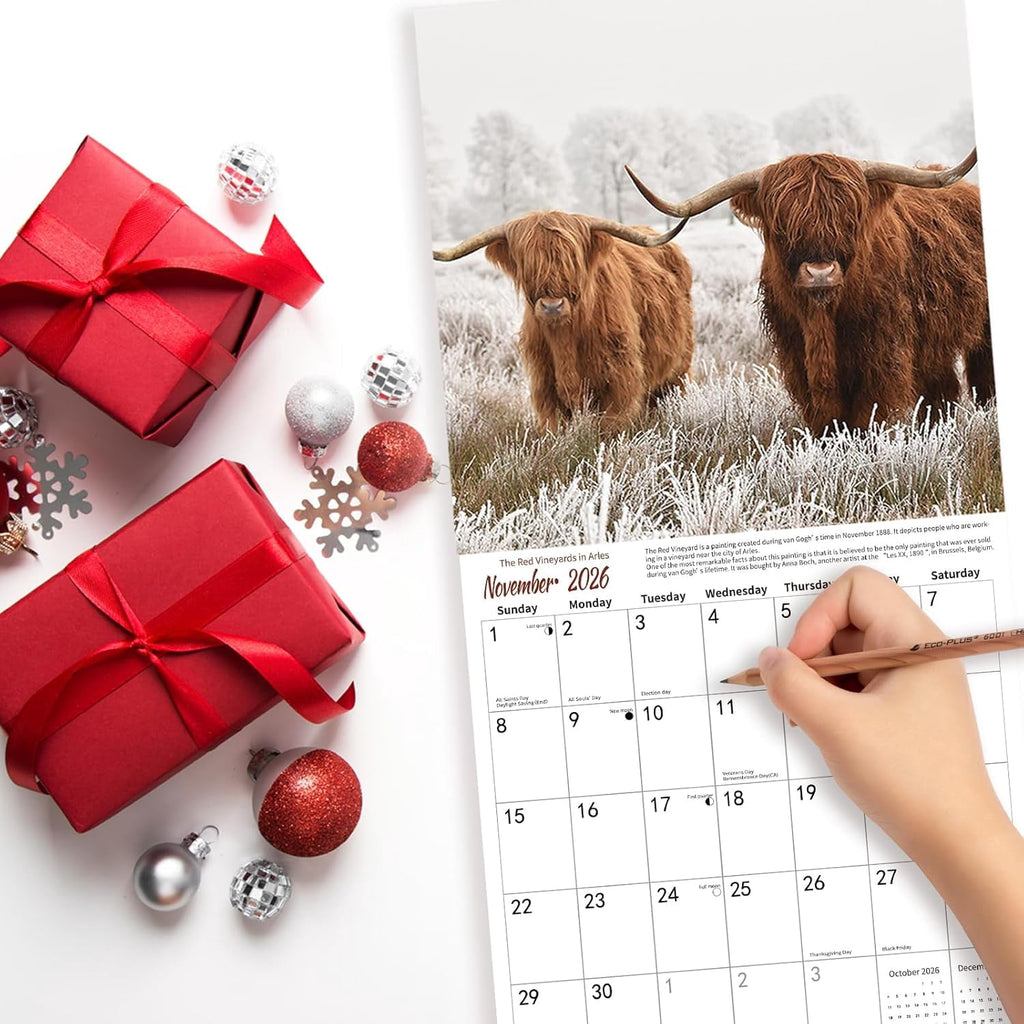 2026 Wall Calendar,Wolf Calendar 2025-2026,Wolf Monthly Wall Calendar, 12" x 24" Open,Family Planner Calendar with Wolf, Home & Office Organizer,Hangable