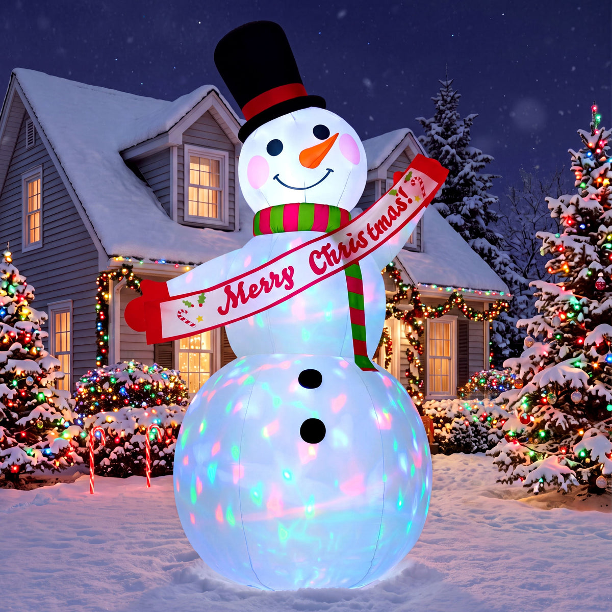 Joyfy 6 FT Christmas Inflatables Snowman Outdoor Decorations,Snowman Christmas Blow Ups Yard Christmas with Built-in LEDs for Holiday Party Garden Lawn Decor