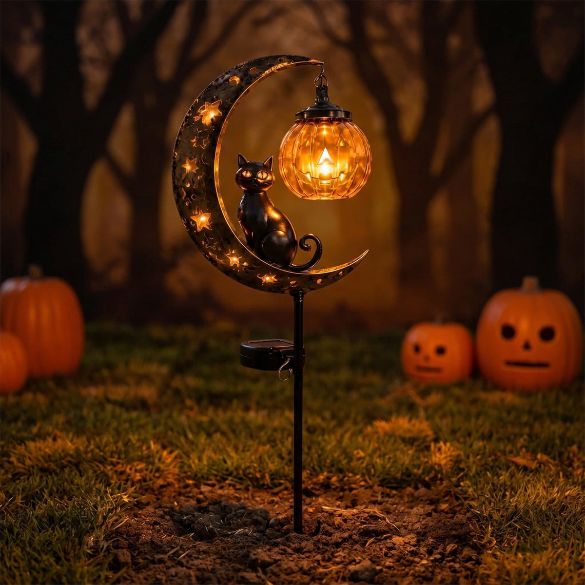 Stijggn Halloween Pumpkin Stake Solar Garden Lights, Waterproof Multi Branch Little Pumpkin Lantern Garden Stake Lights Outdoor Walkway Yard Garden Decoration