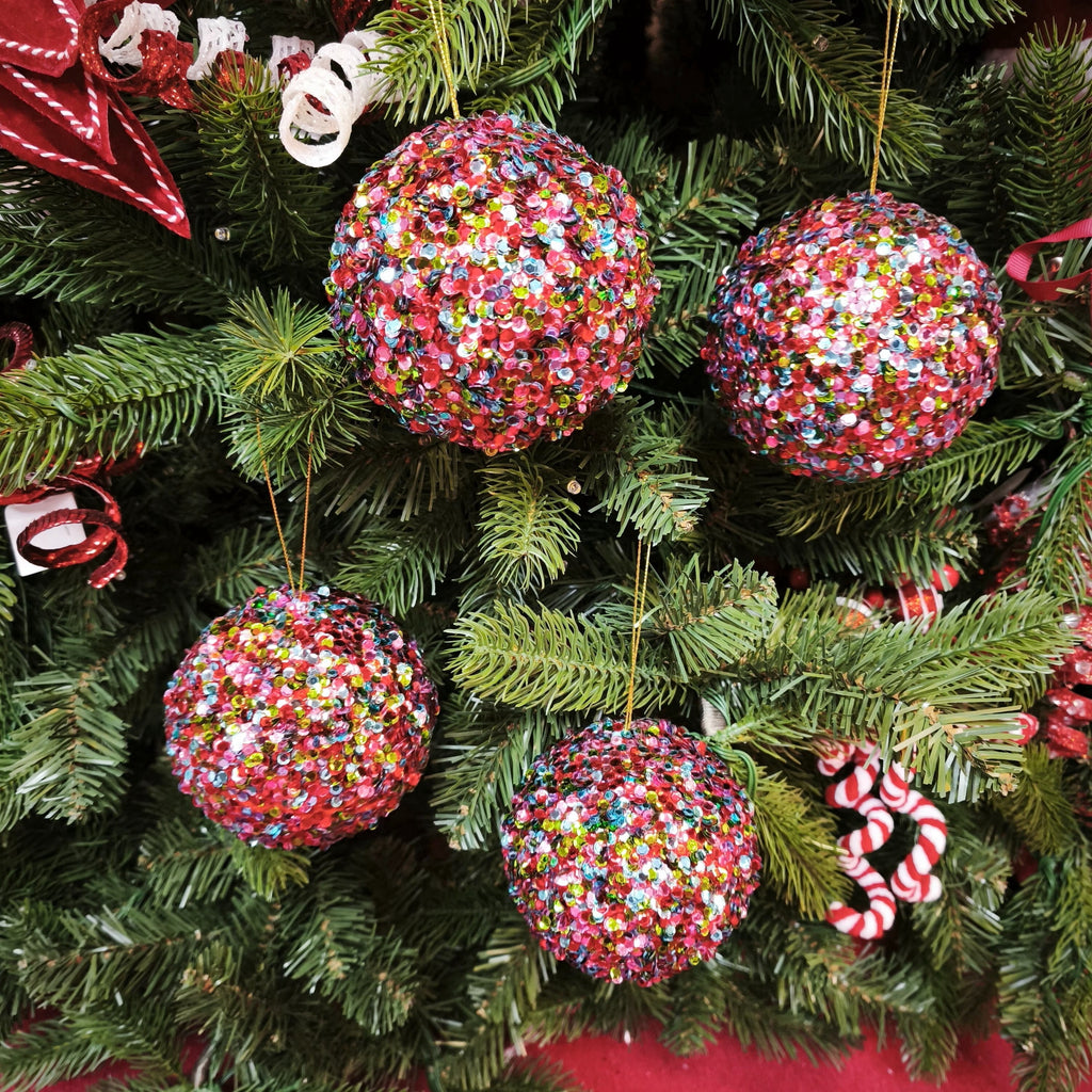 4-Count Multicolor Sequin Ball Christmas Ornaments, 4.3", by Holiday Time