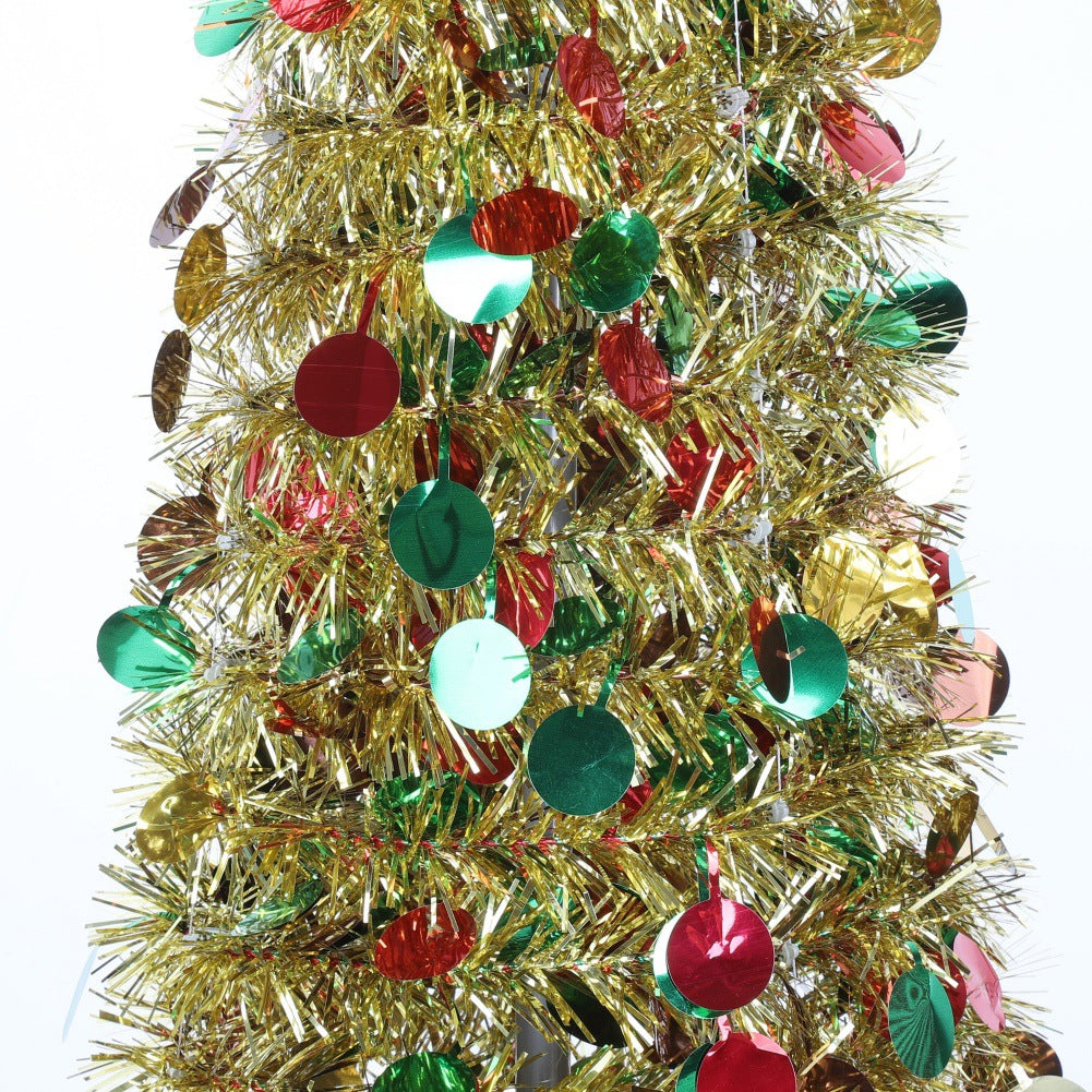 Spiral Colorful Sequin Tinsel Artificial Pencil Christmas Tree With Collapsible for Christmas Decorations
