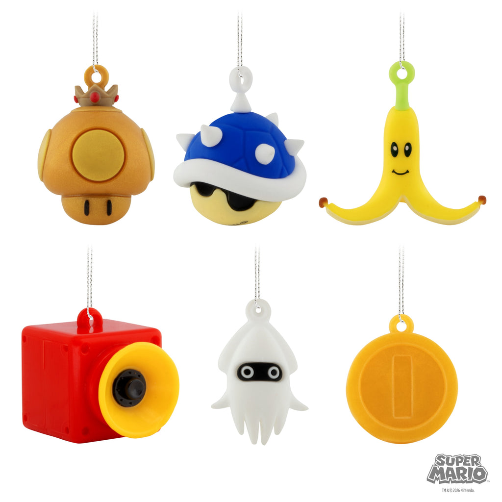 Hallmark Mini Ornaments (Nintendo Mario Kart, Shattrprf), Set of 6, 1 Count