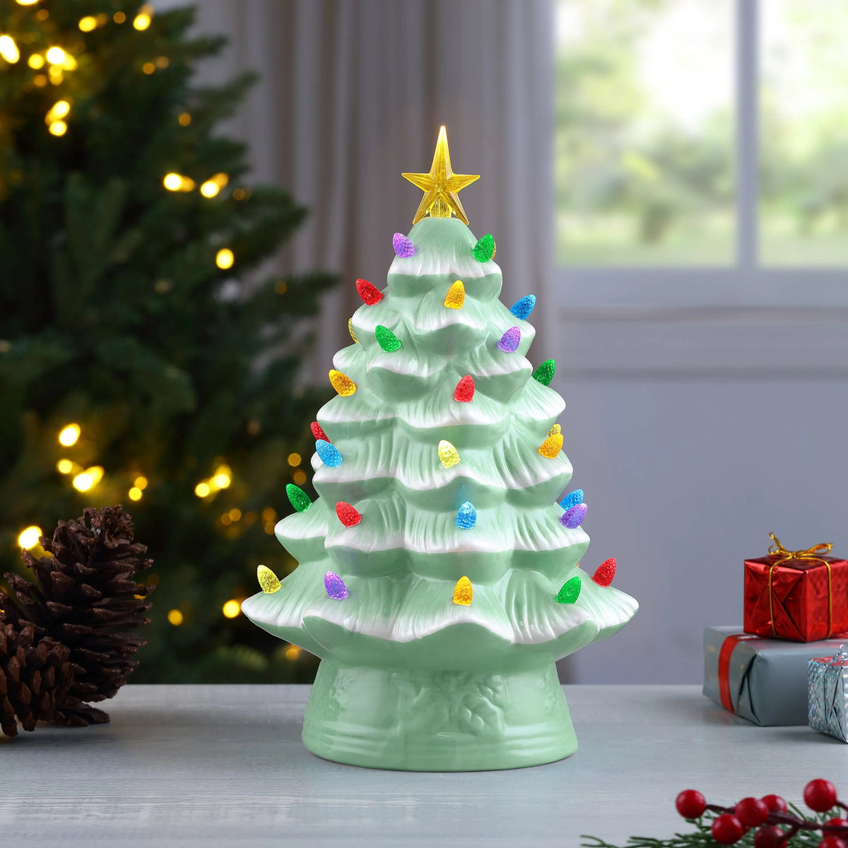 Mr. Christmas 12-Inch Nostalgic Pre-Lit Light Blue Christmas Tree