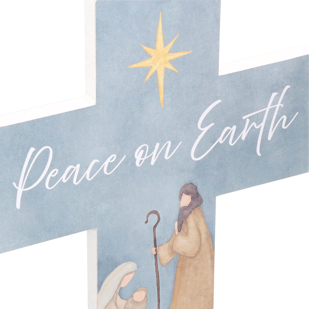 Peace on Earth Cross Christmas Wall Art, Multicolor, 9.8", by Holiday Time