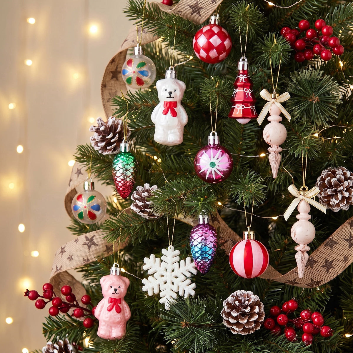 24-Count Multicolor Bright Mini Christmas Ornaments, by Holiday Time