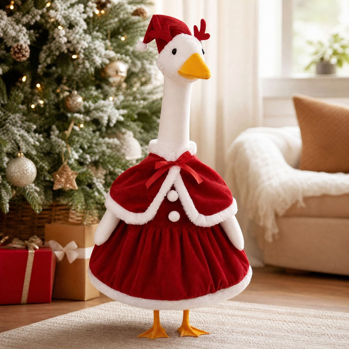 Lzobxe Porch Goose Clothes, Casual Style Lawn Yard Garden Decor for 23" High Cement or Plastic Geese, Goose Costume for All Season and Occasiona