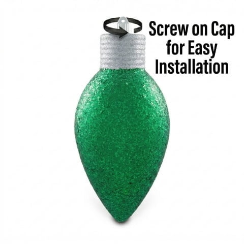Dark Green Glitter Jumbo C9 Bulb Shatterproof Christmas Ornament, 13", by Holiday Time