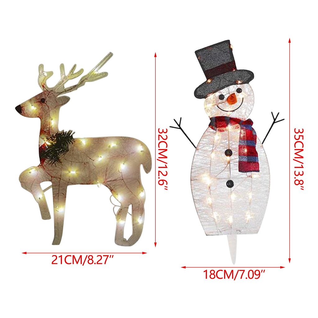 SLYNSHome 2Pcs Christmas Garden Pre-lit Lights LED Light Up Snowman and Deer Christmas Decoration Luminescent Elk Xmas Lamp Decor for Yard Pathway Lawn Patio Christmas Ornament Supplies ()