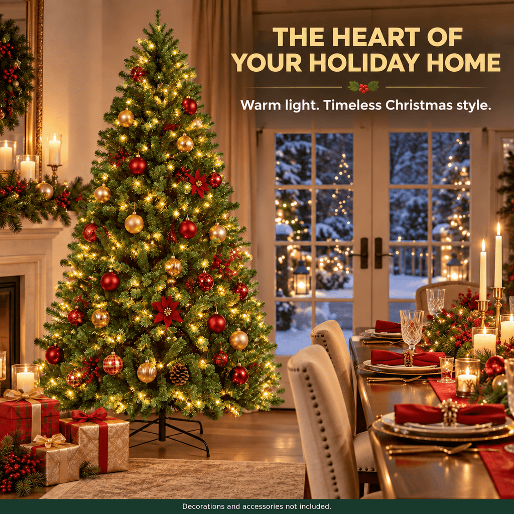 SUGIFT 6ft Premium Pre-Lit Christmas Tree with 250 Warm Lights, Green