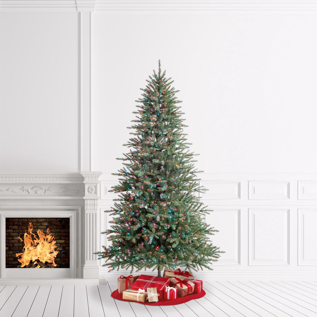 7.5' Pre-Lit Milford Pine Green Artificial Christmas Tree with LumaDazzle Color-Changing Twinkle LED Lights, Quick Set, and Stand, by Holiday Time