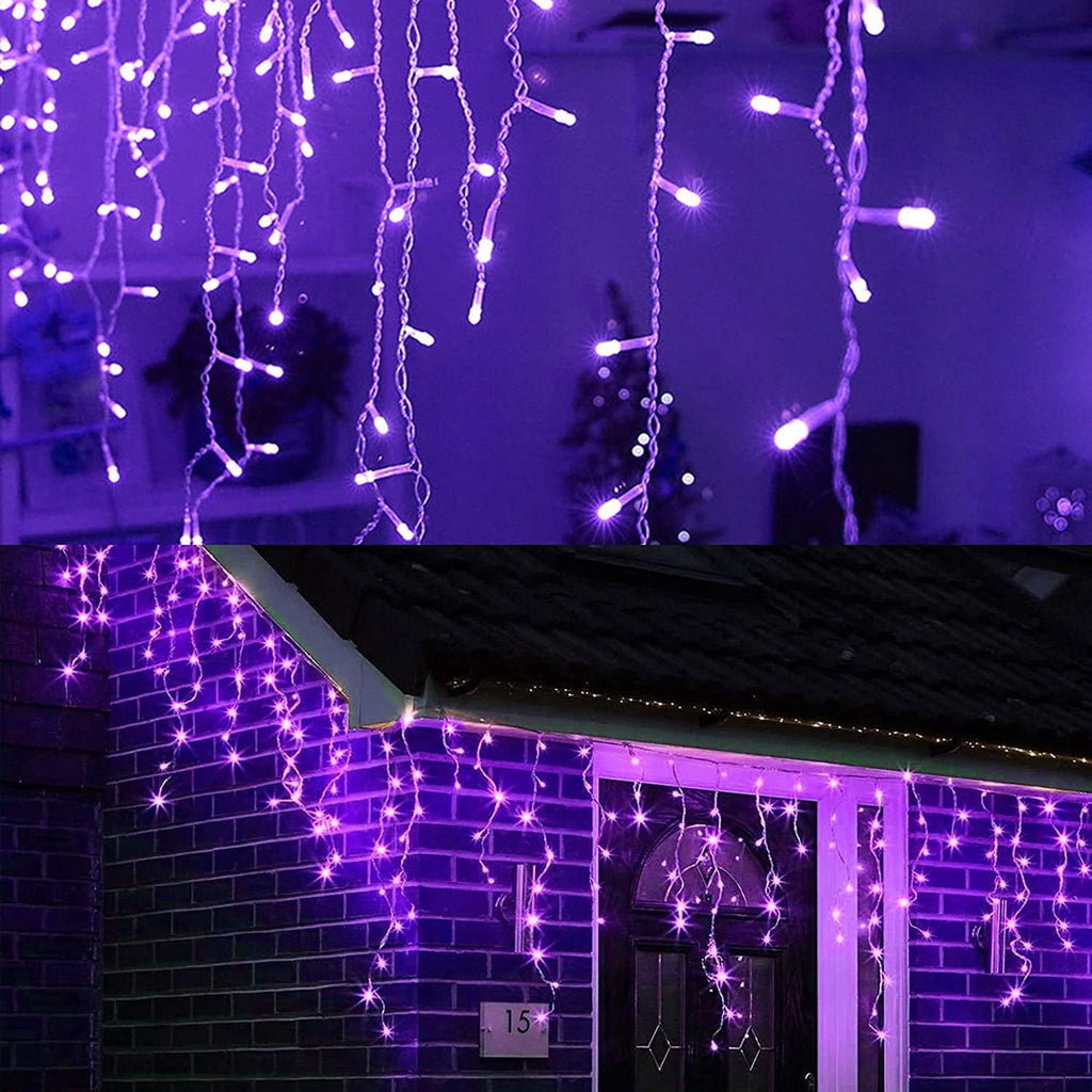 Christmas Icicle Lights Outdoor Decorations 120 LED 13ft Curtain Fairy String Light, Clear Wire LED String Light Indoor Decor for Wedding Party Christmas Holiday Decor