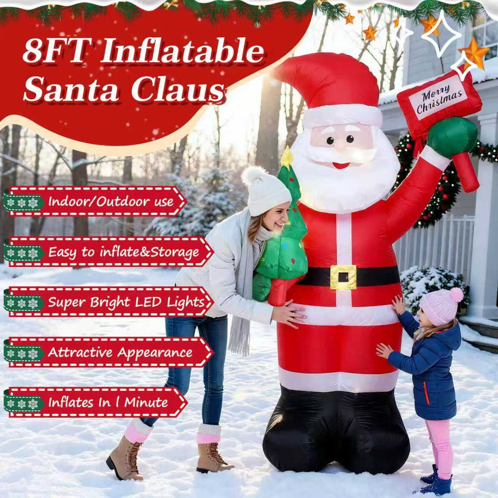 Joctrum 8 FT Christmas Inflatable Santa Claus with Built-In LEDs, Blow-Up Santa for Xmas,Yard,Garden, Lawn, Indoor, Outdoor, Winter Decor