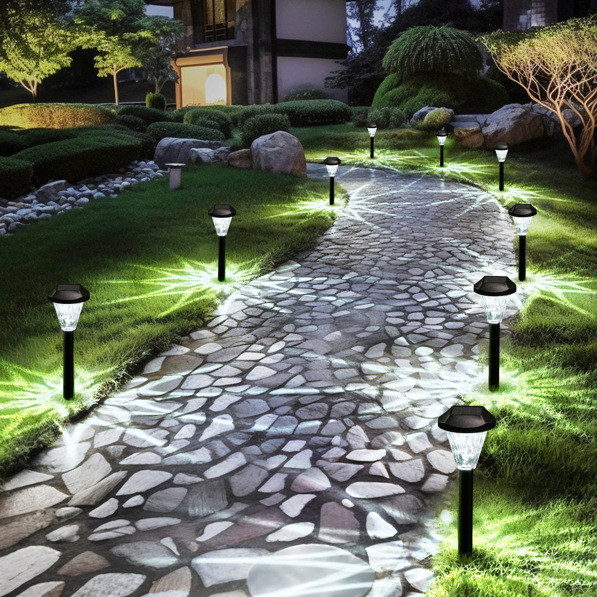 Gigalumi Solar Landscape Lights Contemporary Waterproof Cold White 10-Pack