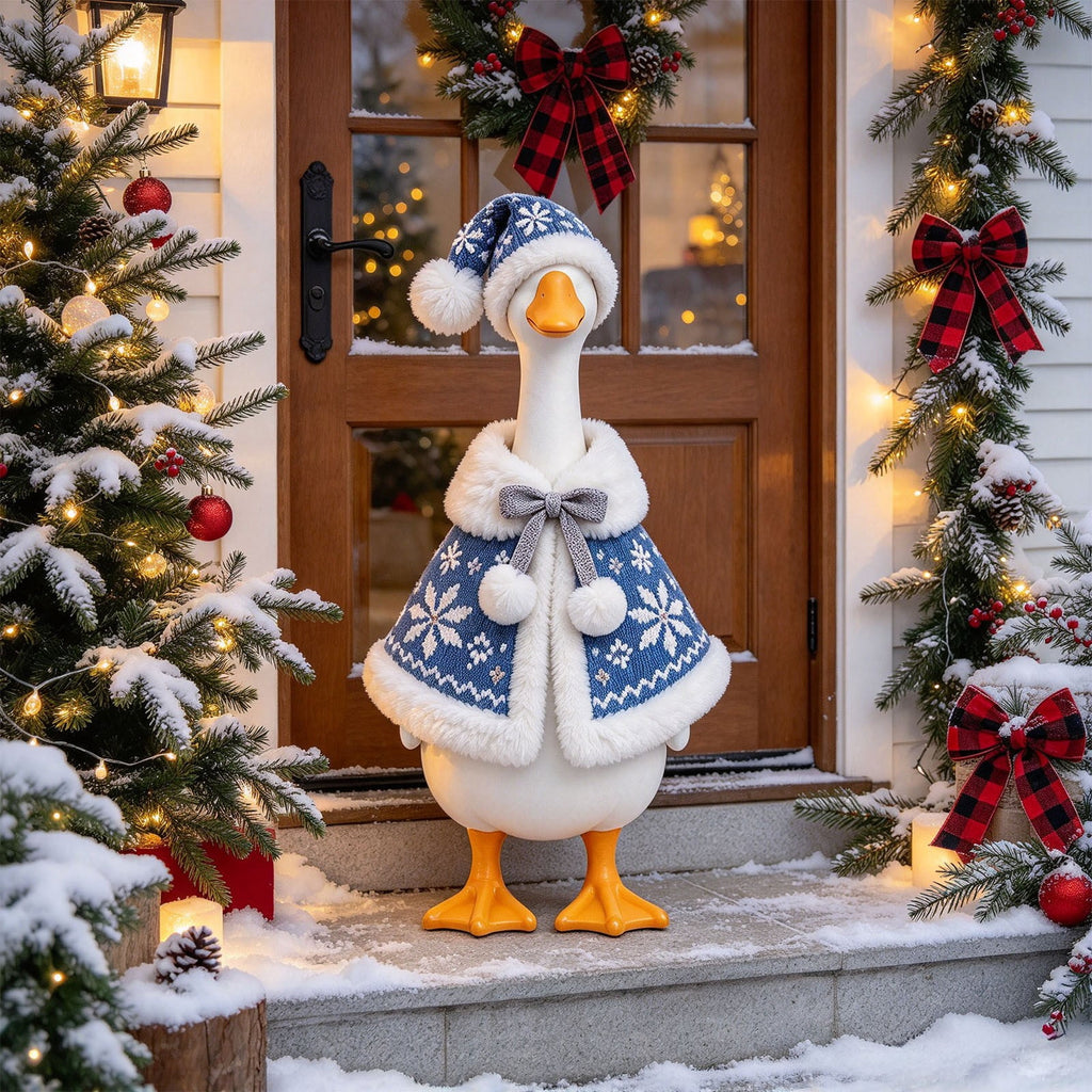 Aurorax Christmas Goose Clothes for Cement Goose Porch Goose 23"/17",Porch Goose Outfit 19 inch,Red Holiday Porch Goose Clothing Accessories for Garden Lawn Yard