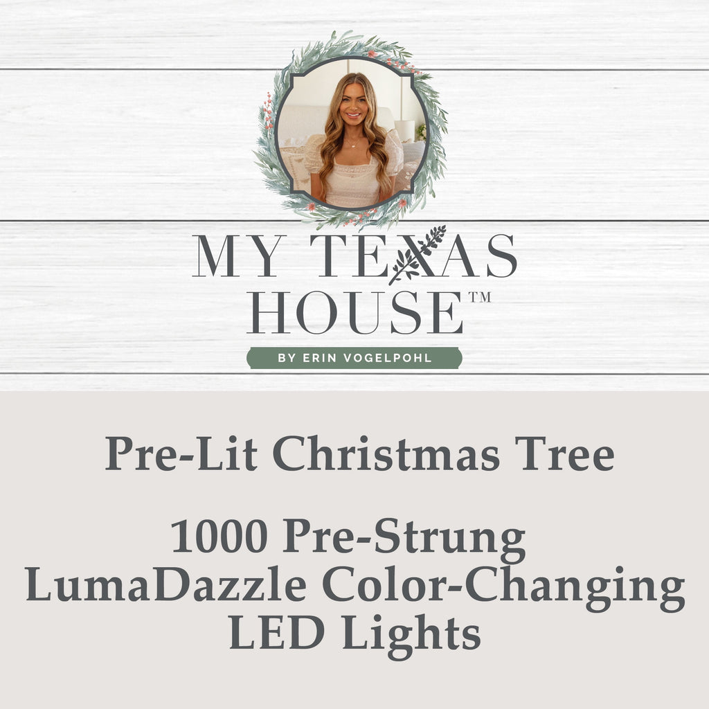 My Texas House 9' Pre-Lit Grand Spruce Green Artificial Christmas Tree with LumaDazzle Color-Changing Twinkle LED Lights, Quick Set, and Stand