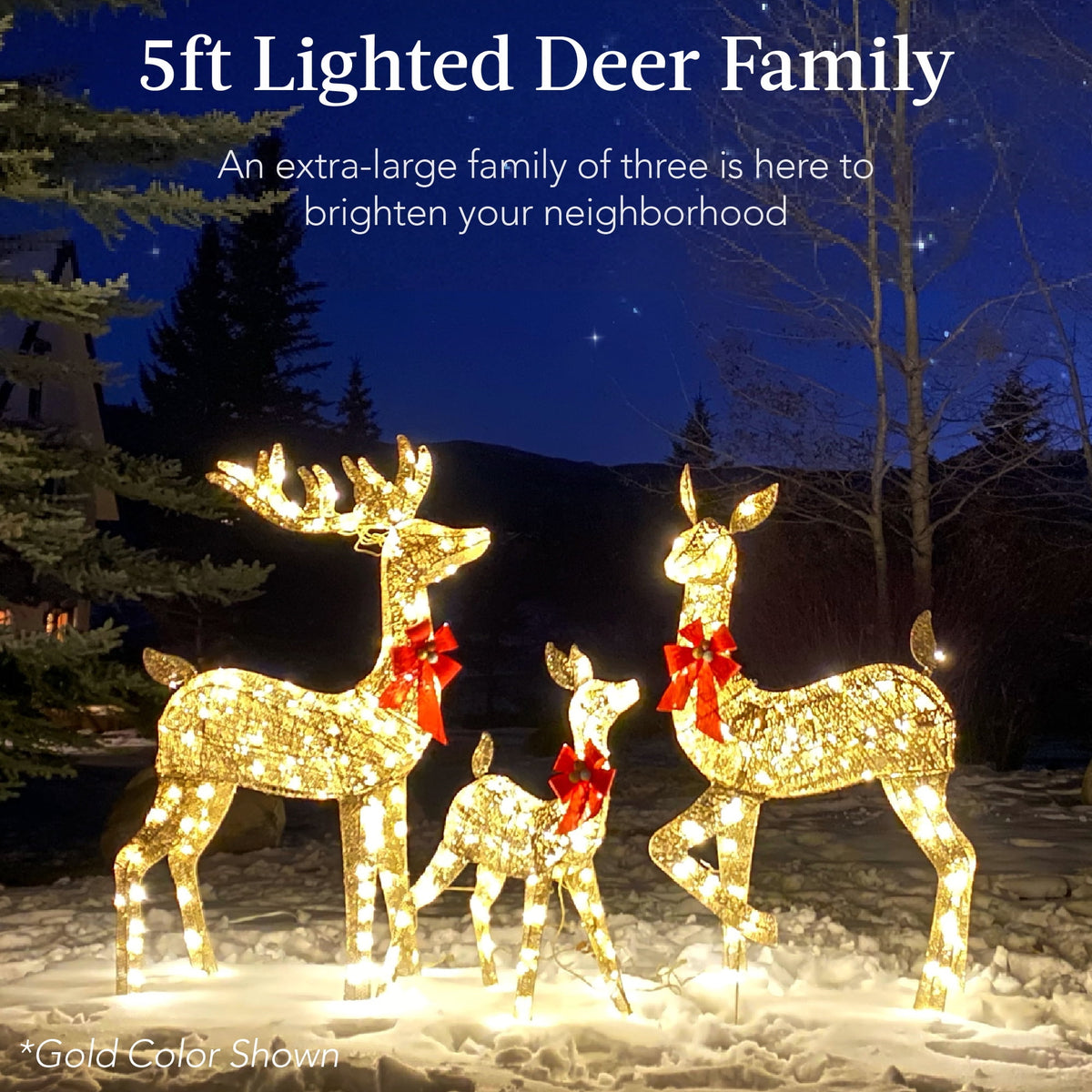Best Choice Products 3-Piece Lighted Christmas Deer Set Outdoor Yard Decoration w/ 360 LED Lights, Stakes - White