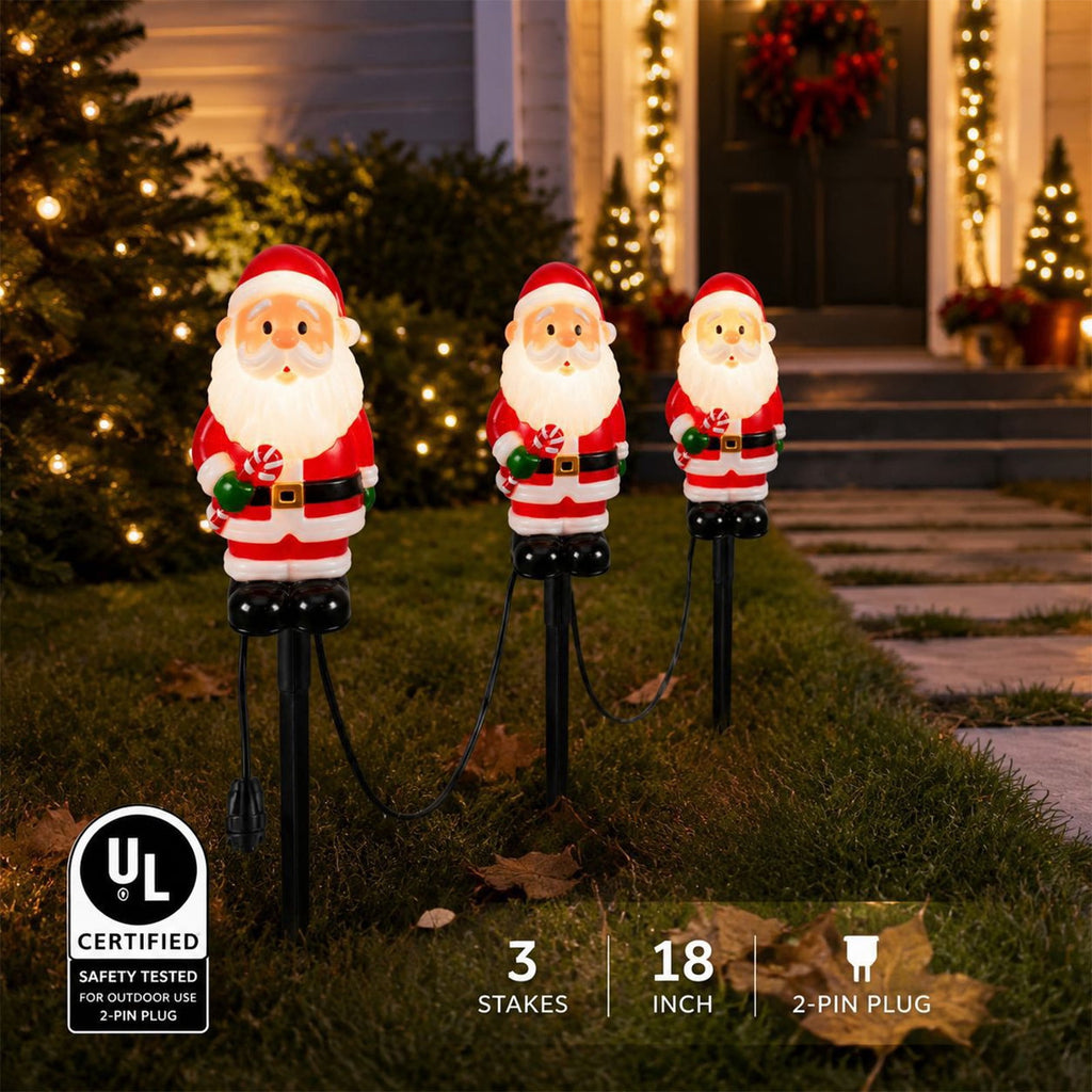Outdoor Christmas Stake Light, Santa Claus Pathway Light, Ground Stake Light Design, Outdoor Decor for Yard Garden Walkway and Holiday Display, 14.96 x 13.39 x 4.72 in, Multicolor