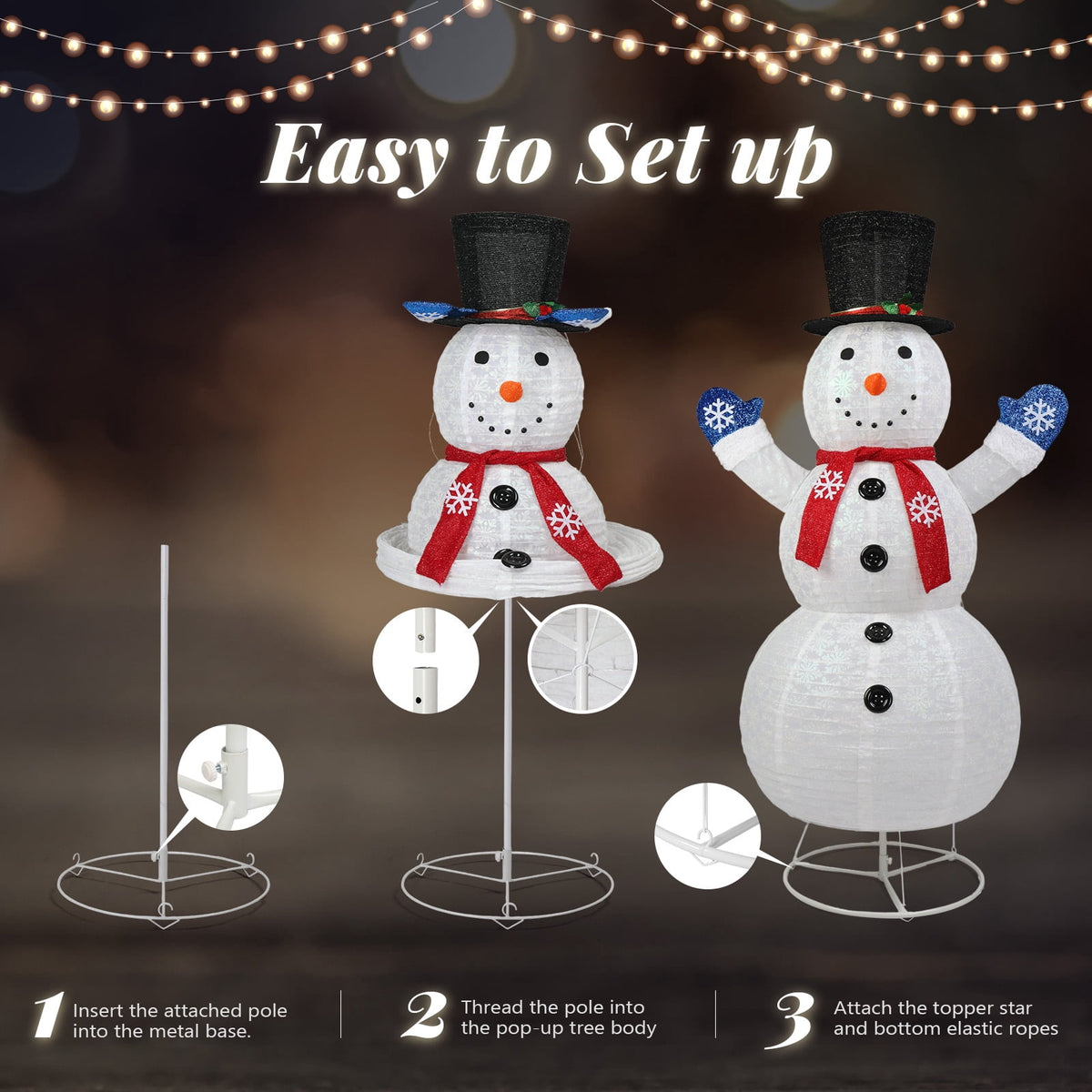 Zimtown LED Lighted Snowman Christmas Snowman w/ 180 LED Lights,Hat Christmas Outdoor Decoration