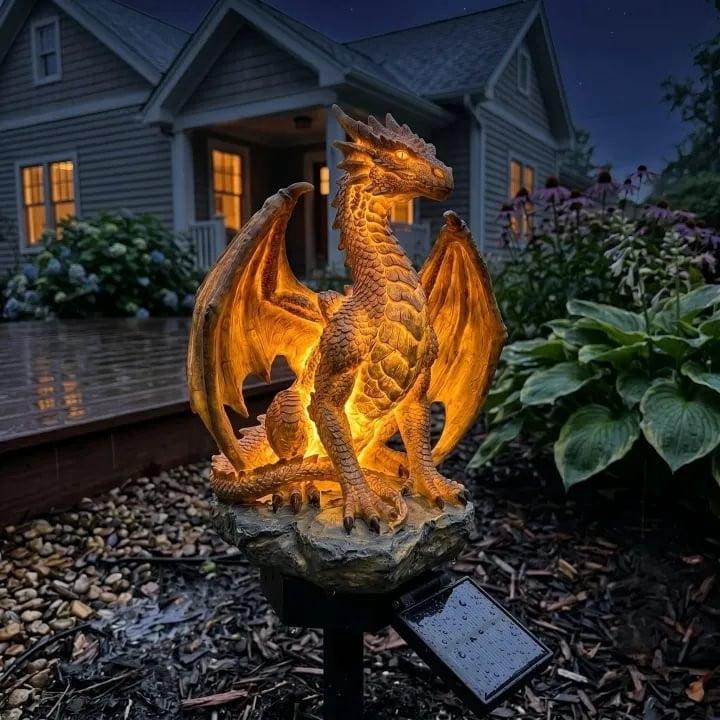 Clearance! Solar Garden Lights, 17 Inch Solar Dragon Stake Light Outdoor Waterproof, Mythical Dragon Statue with LED Glow for Patio Pathway, 1Pack