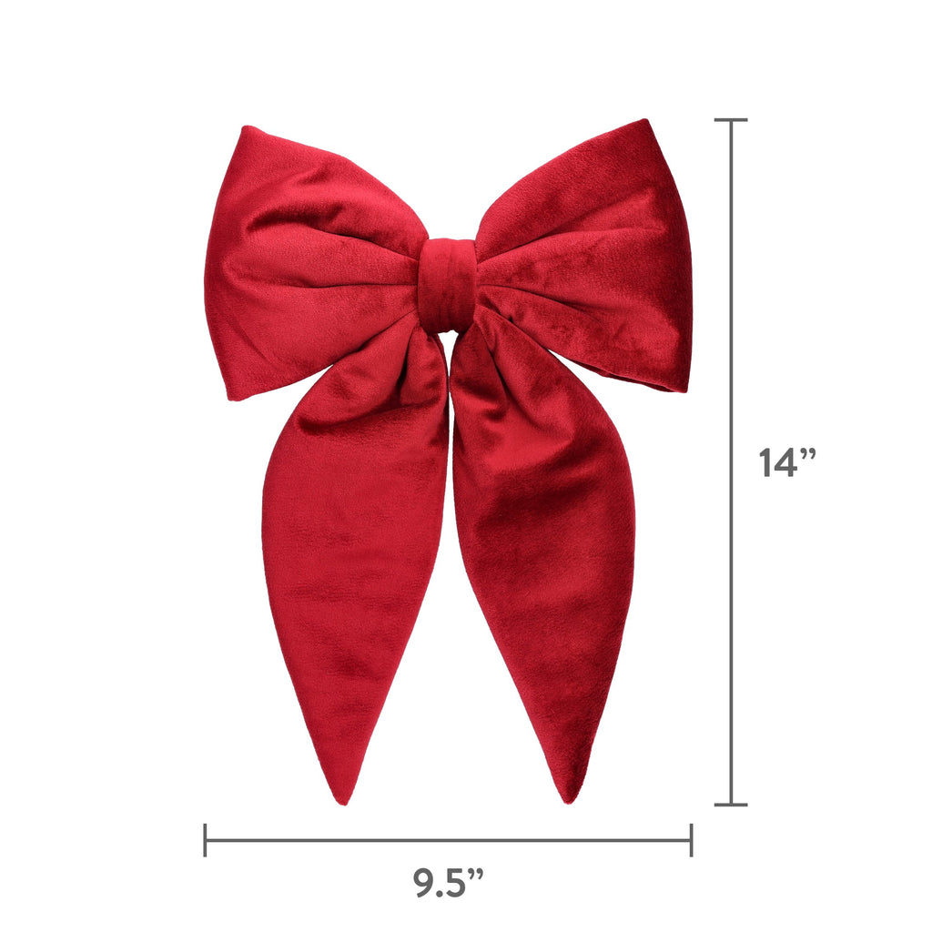 My Texas House Red Velvet Decorative Christmas Bow, 14"