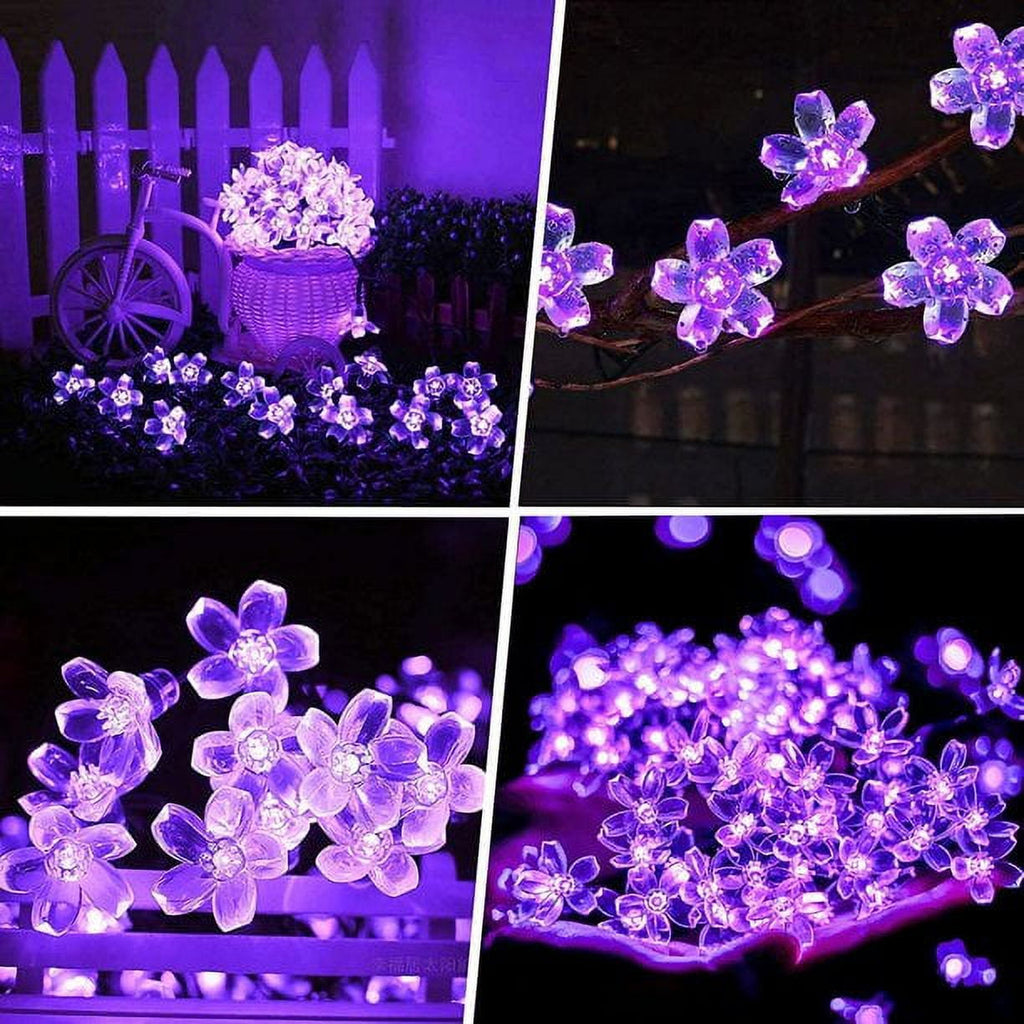 Solar Flower String Lights, Cherry Blossoms Solar Fairy Light,23ft 50 LED Outdoor Waterproof String Lights for Christmas Tree, Home, Garden, Wedding, Patio, Party Decorations(pink)