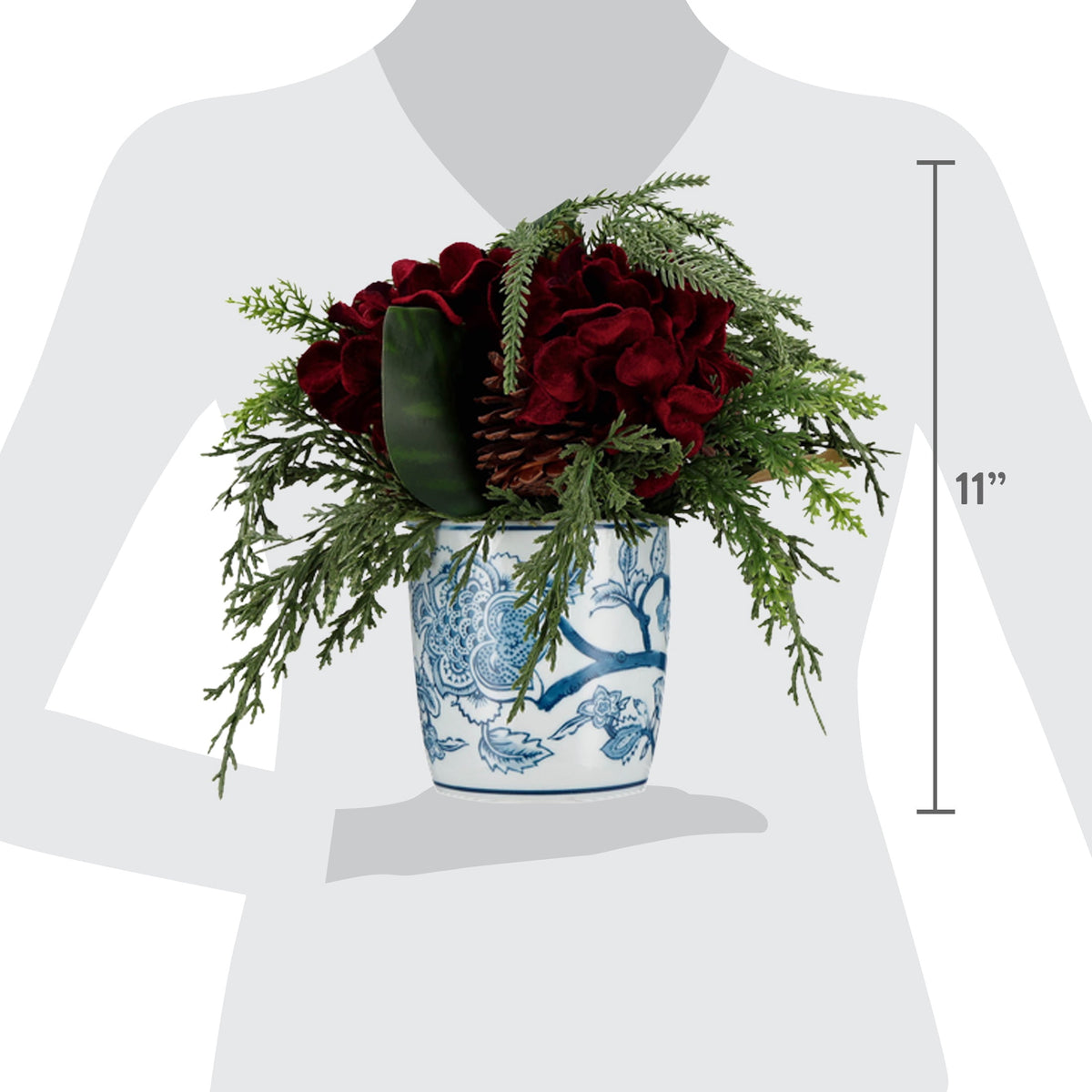 My Texas House Christmas Arrangement in Ceramic Pot, Multicolor, 11"