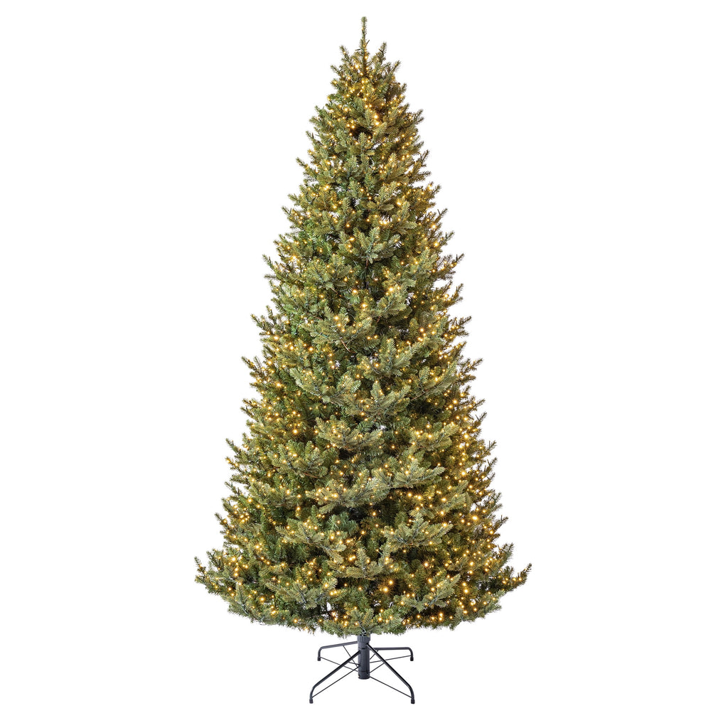 My Texas House 9' Pre-Lit Grand Spruce Green Artificial Christmas Tree with LumaDazzle Color-Changing Twinkle LED Lights, Quick Set, and Stand