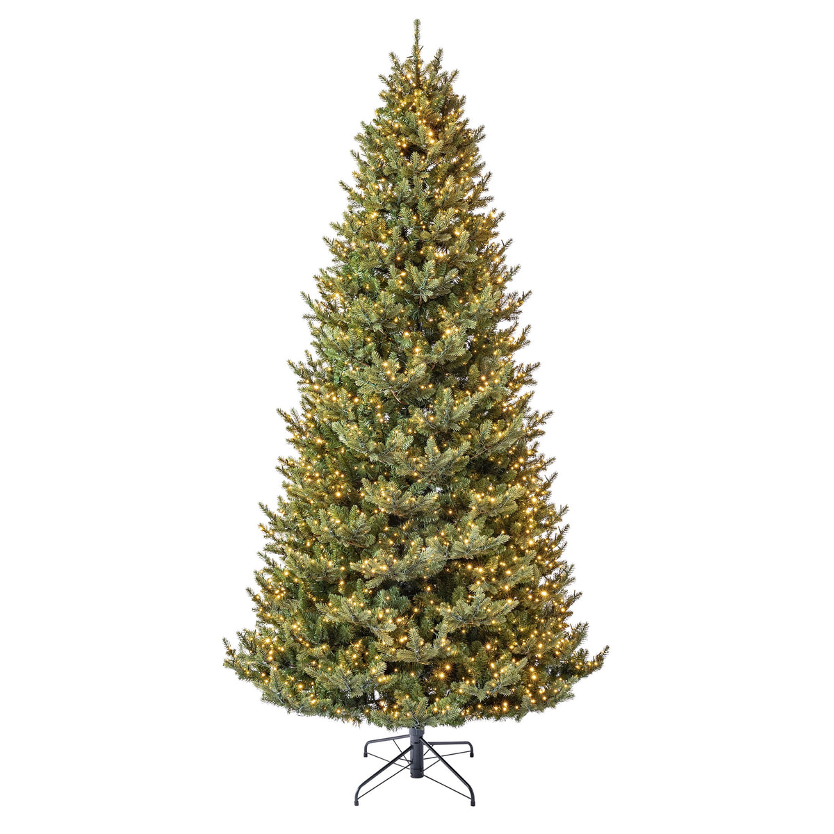 My Texas House 9' Pre-Lit Grand Spruce Green Artificial Christmas Tree with LumaDazzle Color-Changing Twinkle LED Lights, Quick Set, and Stand