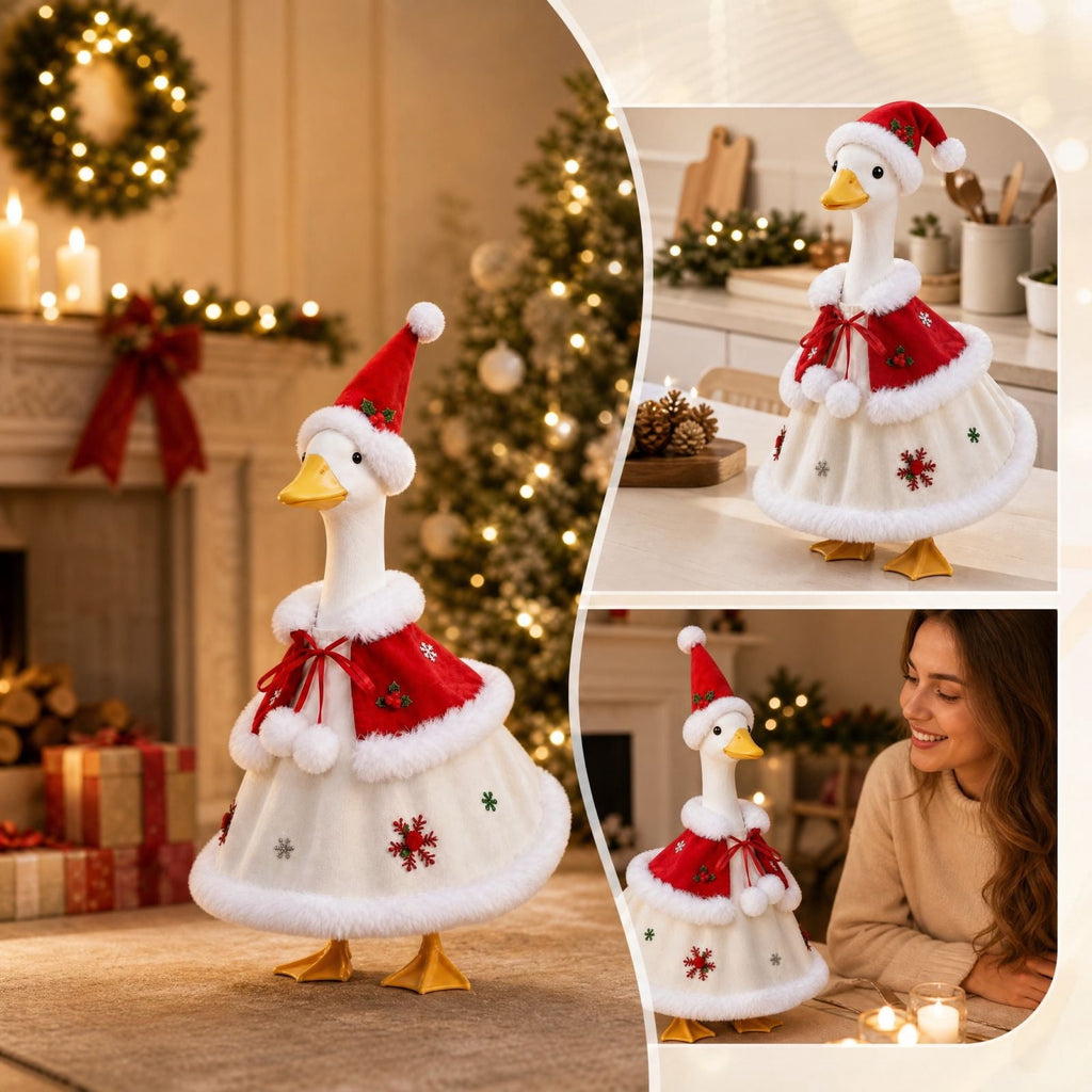 Aurorax Christmas Goose Clothes for Cement Goose Porch Goose 23"/17",Porch Goose Outfit 19 inch,Red Holiday Porch Goose Clothing Accessories for Garden Lawn Yard
