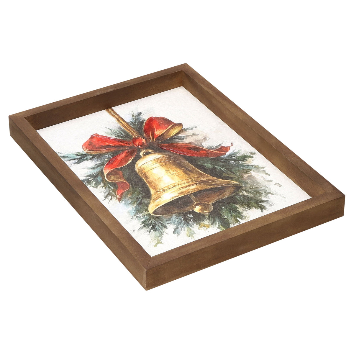 Bell with Ribbon Framed Christmas Wall Art, Multicolor, 9" x 12", by Holiday Time
