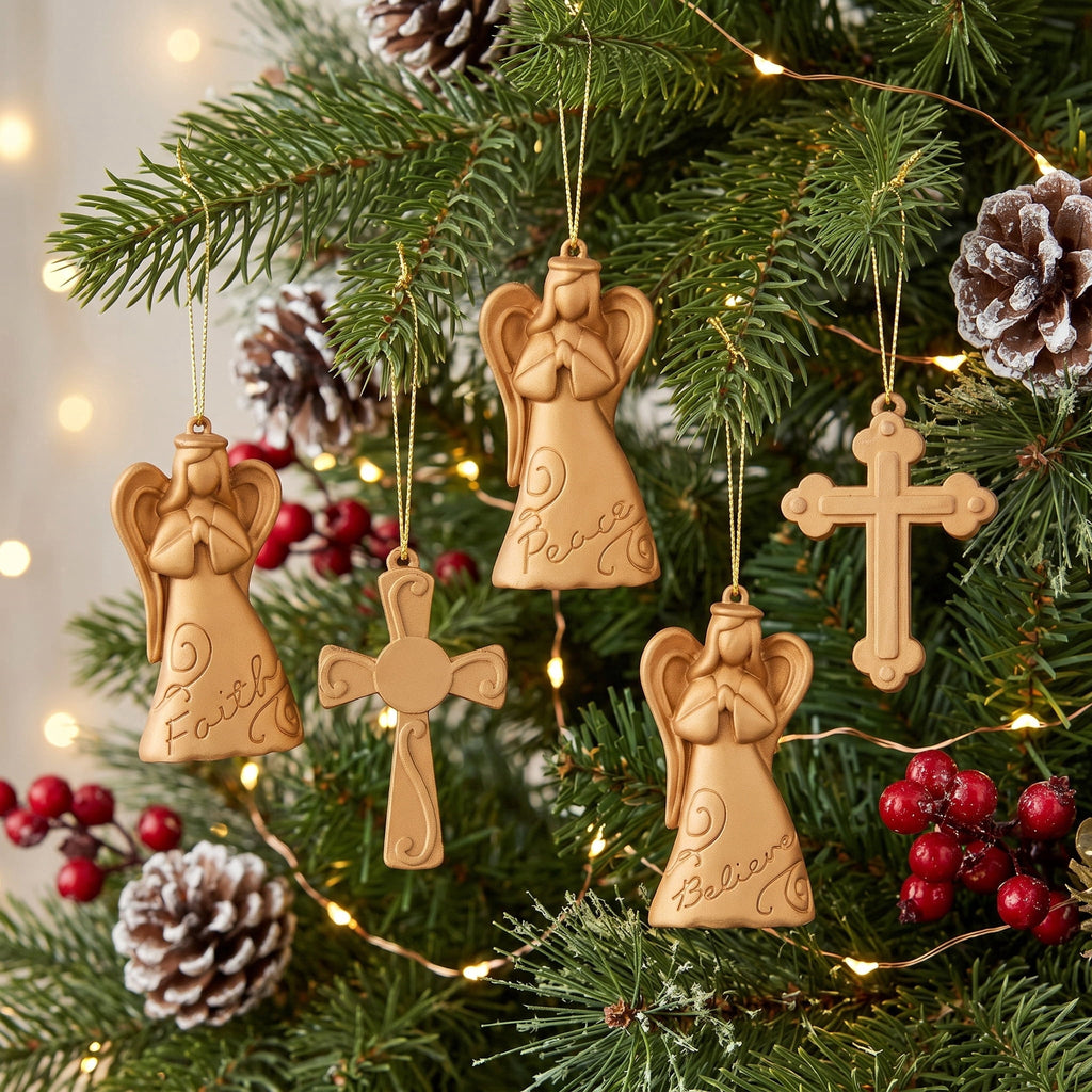 6-Count Gold Angel and Cross Mini Christmas Ornaments, by Holiday Time