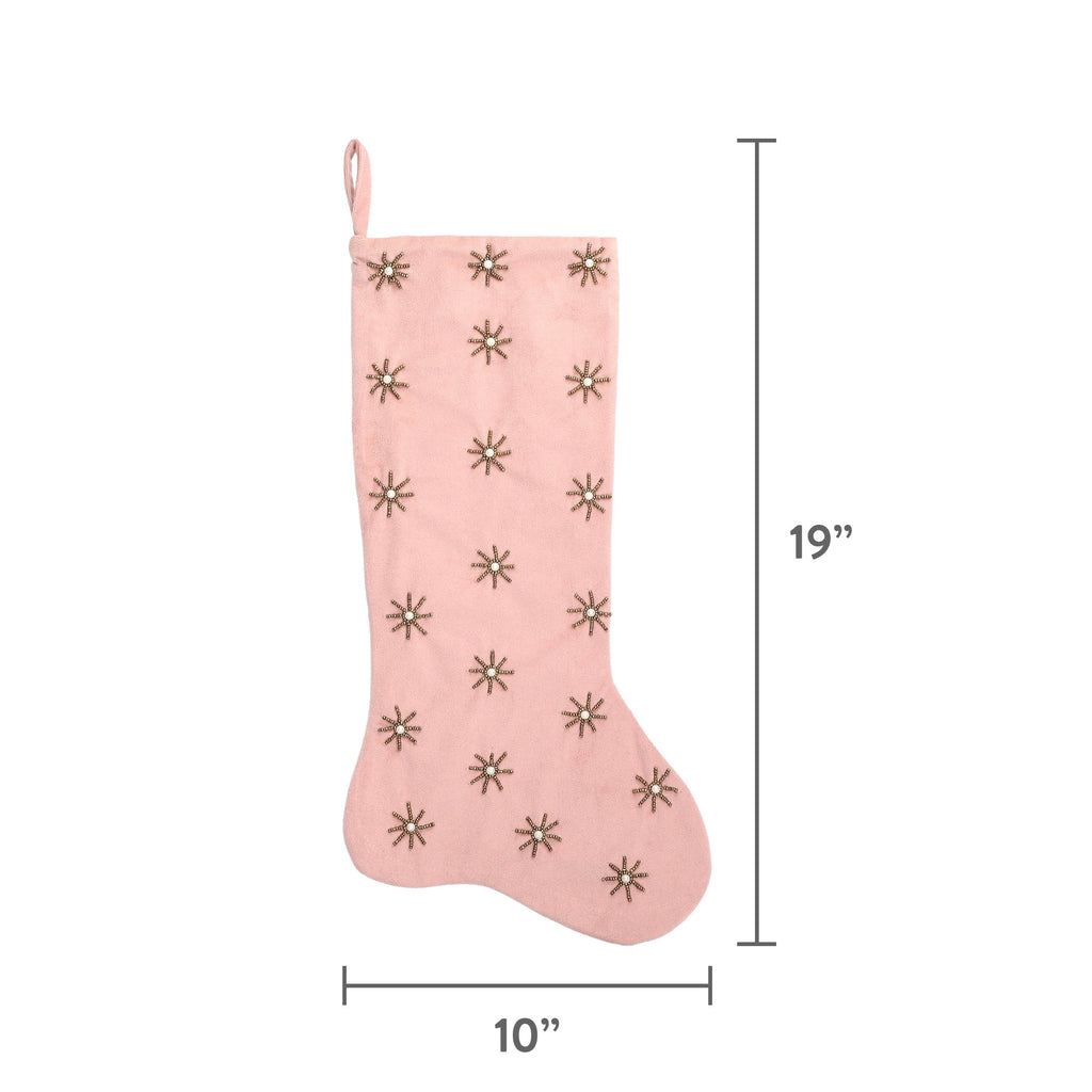 Beaded Starburst Christmas Stocking, Pink, 19", by Holiday Time
