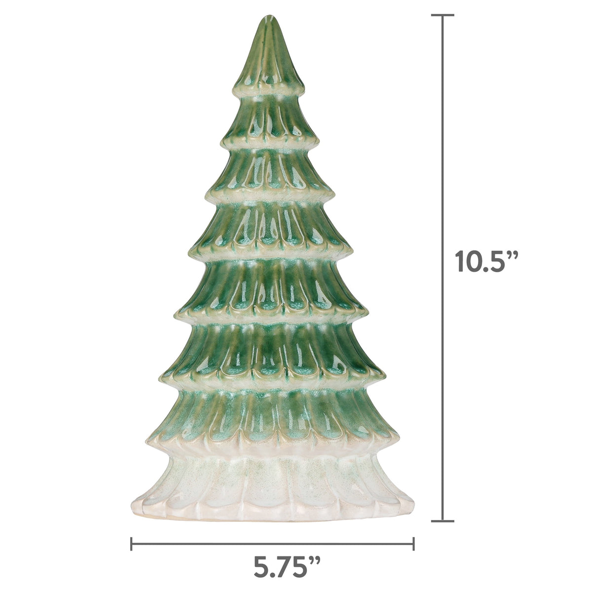 Ceramic Tree Christmas Decoration, Green and White, 10.5", by Holiday Time
