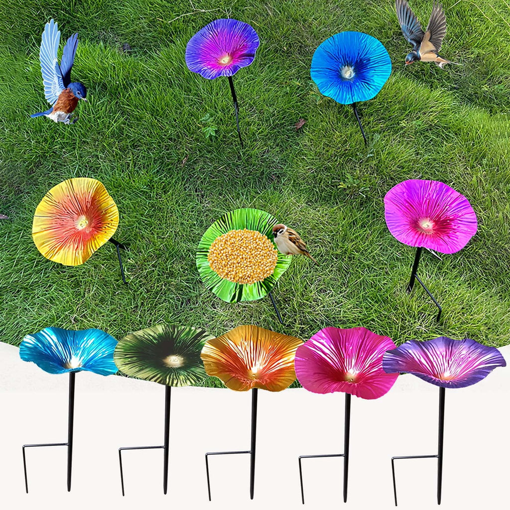 SLYNSHome Hummingbird Baths for outdoors Flowers Shaped Bird Bath Garden Decoration Hummingbird Feeders With Metal Stake for Yard Patio Outside (Hot Pink)