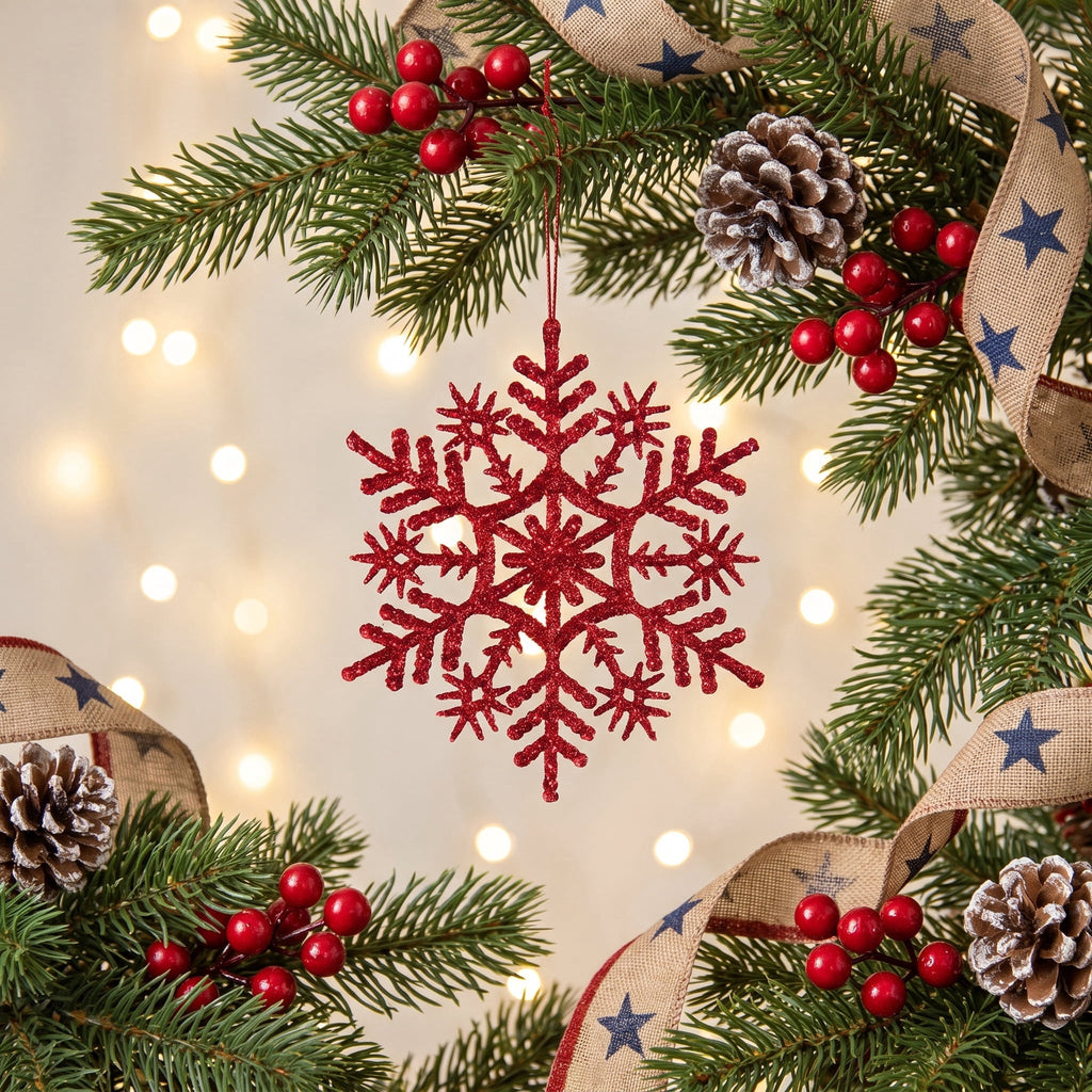 20-Count Pink Glitter Snowflake Christmas Ornaments, 3.9", by Holiday Time