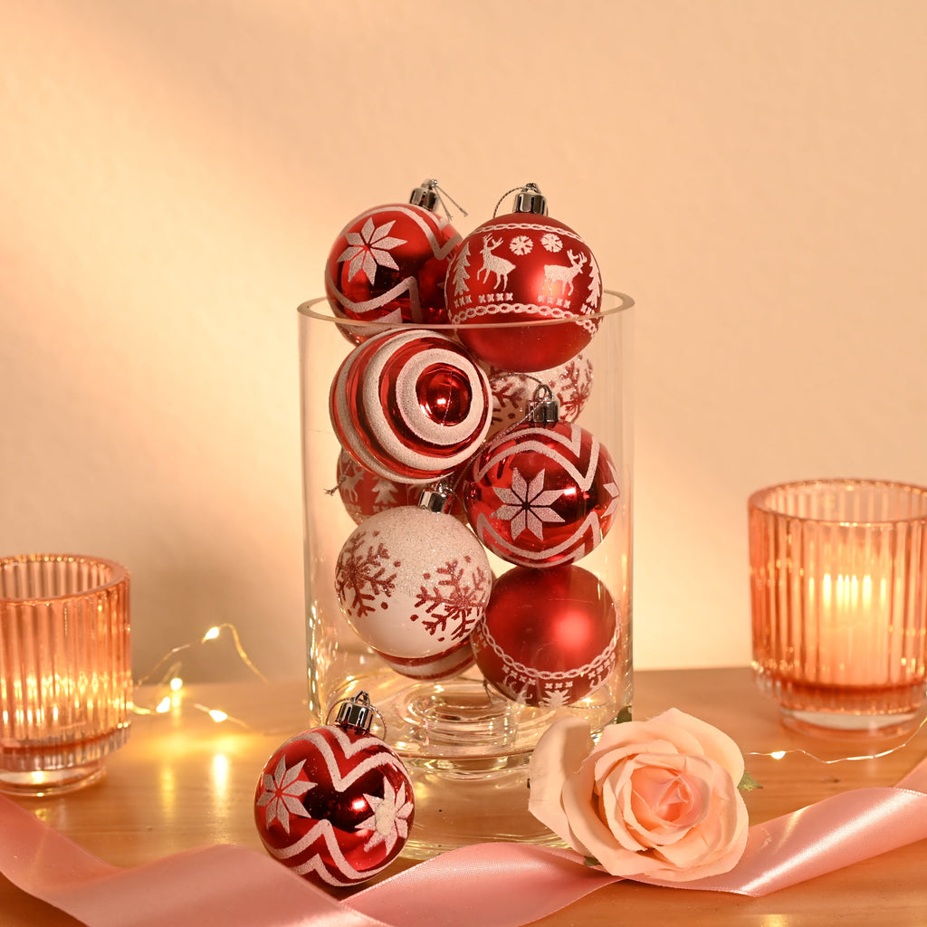 Valery Madelyn 24ct 2.36" Christmas Ball Ornaments, Red White Shatterproof Ornaments for Christmas Party Decor