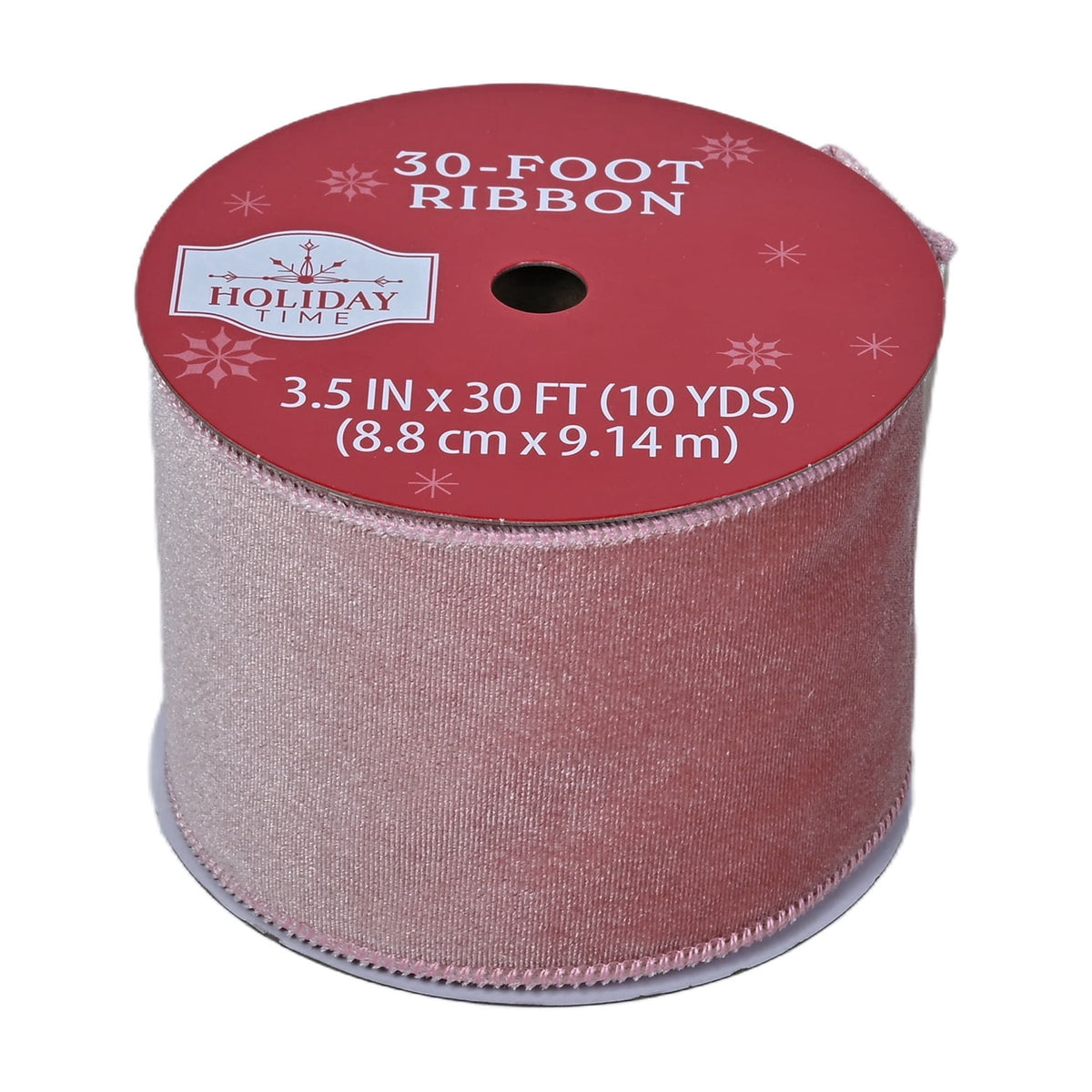 Pink and Champagne Velvet Christmas Ribbon, 3.5" x 30', by Holiday Time