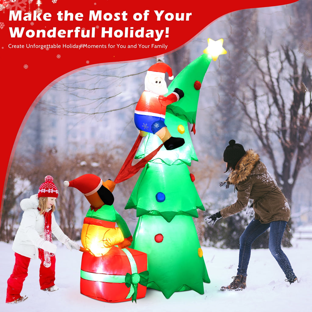 Yexmas 7.2FT Large Outdoor Inflatable Christmas Tree with Santa Claus and Dog,Built-in LED Lights,Fun Blow Up Xmas Decor Suitable for Yard,Garden,Lawn