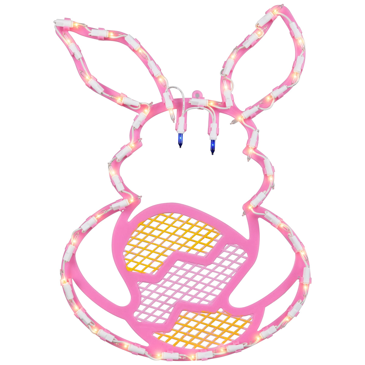 Northlight Lighted Pink Bunny with Easter Egg Window Decoration - 17"