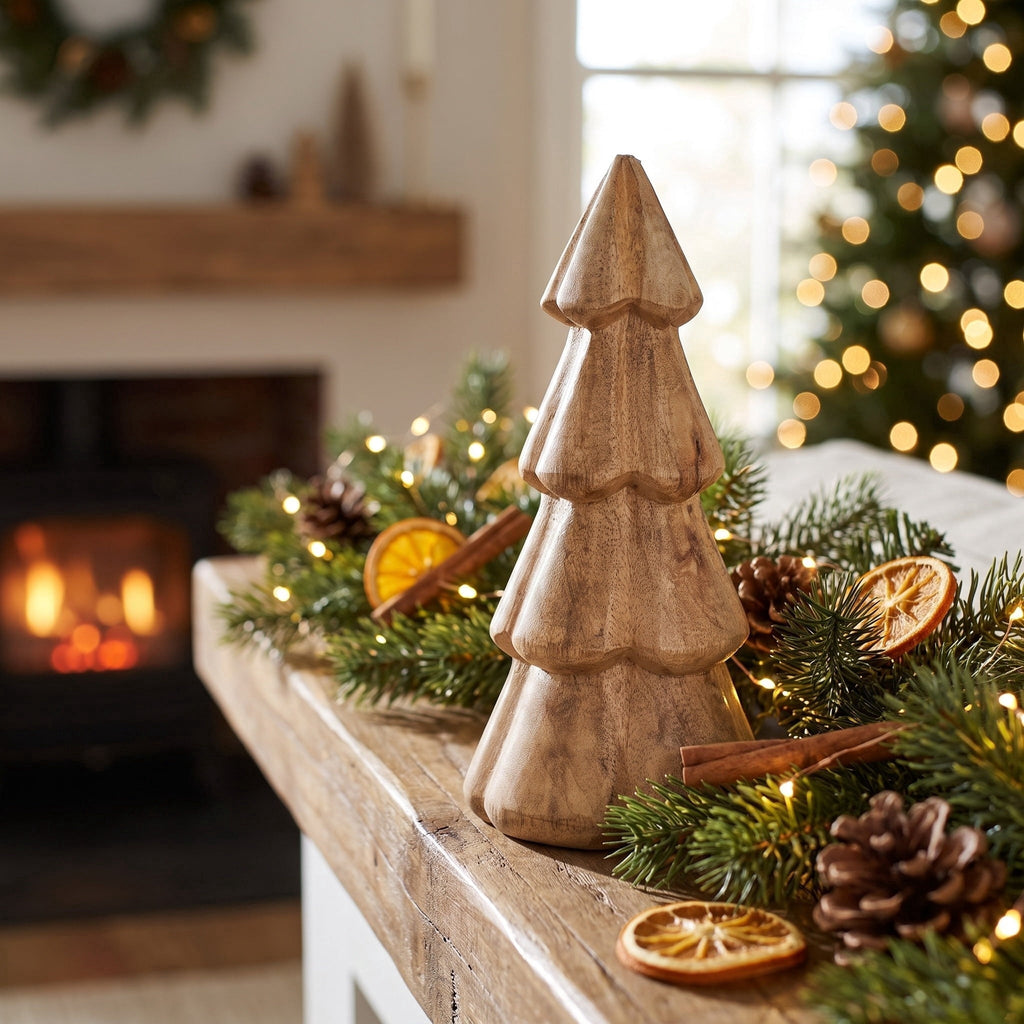 Wood Tree Christmas Decoration, Natural, 6", by Holiday Time