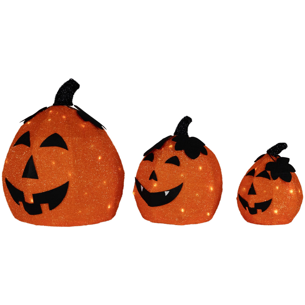Northlight LED Lighted Jack O' Lantern Outdoor Halloween Decorations - Warm White - Set of 3