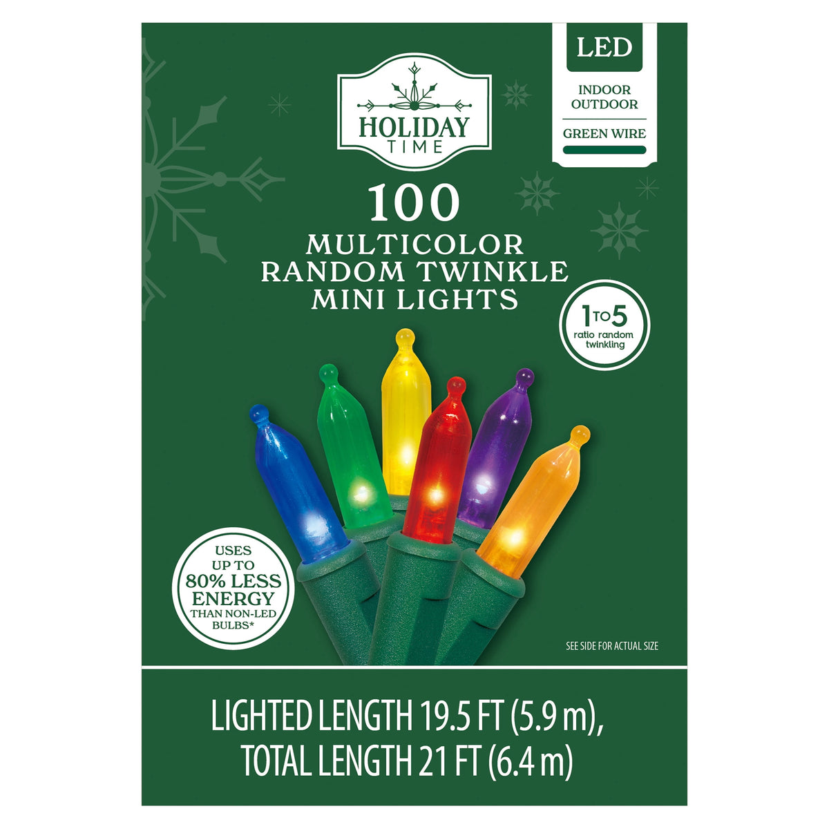 Indoor/Outdoor 100-Count LED Random Twinkle Mini Christmas String Lights, Warm White, Green Wire, 19.5', by Holiday Time