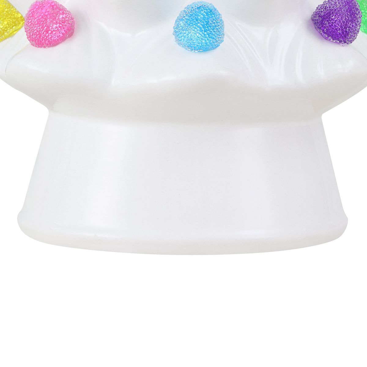 Mr. Christmas Decorative 8-inch Nostalgic White Ceramic Tree with Gumdrop Bulbs