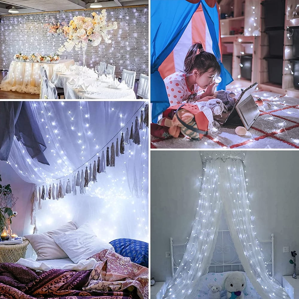 33ft 100 LED Christmas String Lights, 8 Modes Twinkle Fairy Lights Main Plug in, Waterproof Connectable Decorative Light for Wedding Party Christmas Tree Halloween, Blue