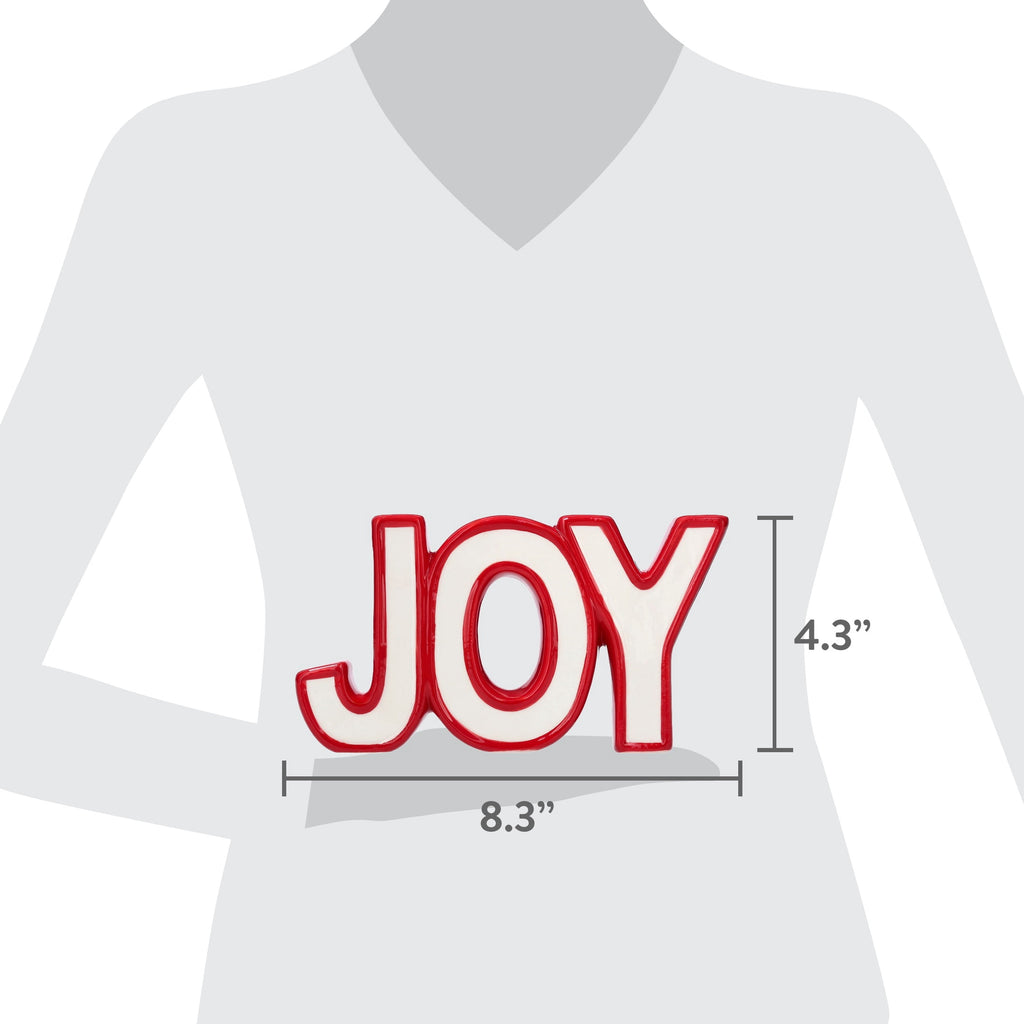Ceramic Joy Christmas Decoration, Red and White, 8.3" x 4.3", by Holiday Time